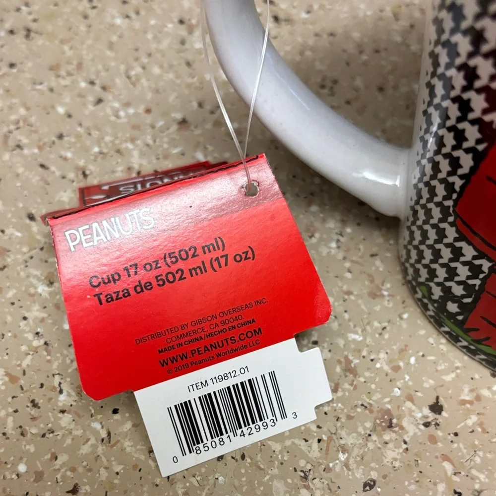Peanuts Snoopy Red and White Houndstooth Mug